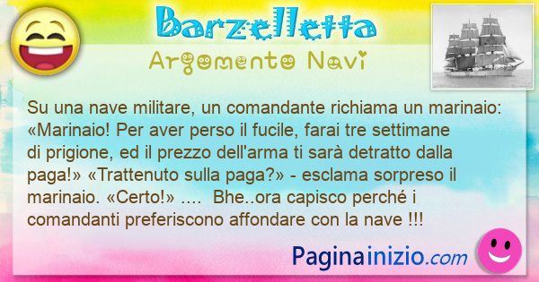 Barzelletta argomento Navi: Su una nave militare, un comandante richiama un ... (id=3359)