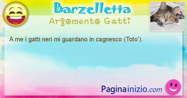 Barzelletta argomento Gatti: A me i gatti neri mi guardano in cagnesco (Toto'). (id=1073)