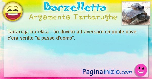 Barzelletta argomento Tartarughe: Tartaruga trafelata : ho dovuto attraversare un ponte ... (id=2072)