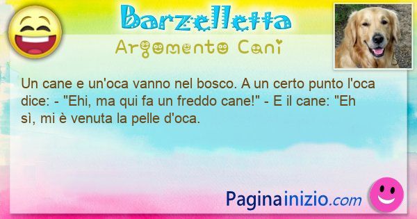 Barzelletta argomento Cani: Un cane e unoca vanno nel bosco. A un certo punto loca ... (id=3373)