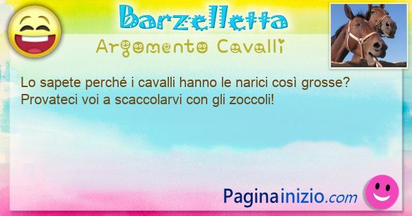 Barzelletta argomento Cavalli: Lo sapete perch i cavalli hanno le narici cos ... (id=3380)