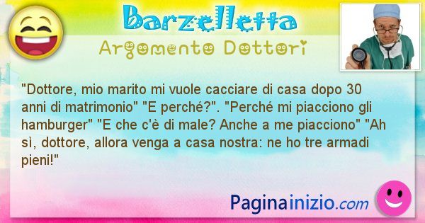 Barzelletta argomento Dottori: Dottore, mio marito mi vuole cacciare di casa dopo 30 ... (id=985)