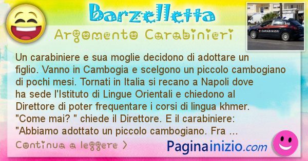 Barzelletta argomento Carabinieri: Un carabiniere e sua moglie decidono di adottare un ... (id=1807)
