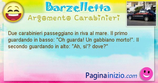 Barzelletta argomento Carabinieri: Due carabinieri passeggiano in riva al mare. Il primo ... (id=1880)