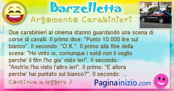 Barzelletta argomento Carabinieri: Due carabinieri al cinema stanno guardando una scena di ... (id=1887)