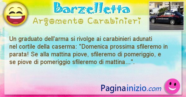 Barzelletta argomento Carabinieri: Un graduato dell'arma si rivolge ai carabinieri adunati ... (id=1910)