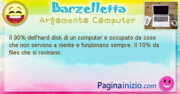 Barzelletta argomento Computer: Il 90% dell'hard disk di un computer  occupato da cose ... (id=1197)