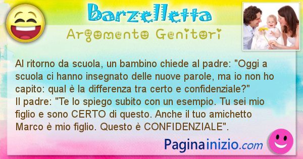 Barzelletta Argomento Genitori Al Ritorno Da Scuola Un Bambino Chiede Al Id 2764