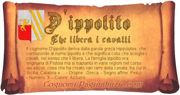 D'ippolito: Significato del cognome, origini e curiosità