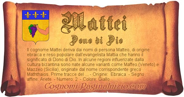 Mattei: Significato del cognome, origini e curiosità