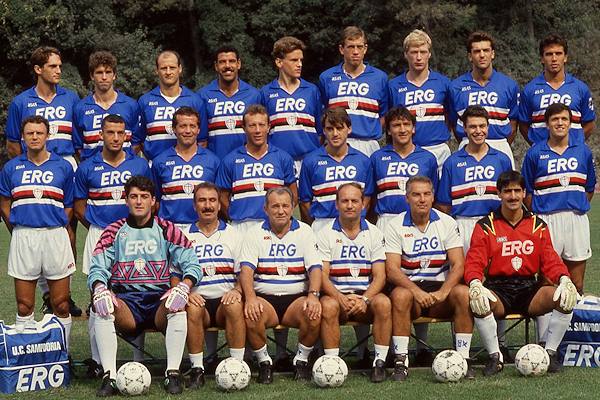 La storica formazione della Sampdoria campione d'Italia nella stagione 1990-91