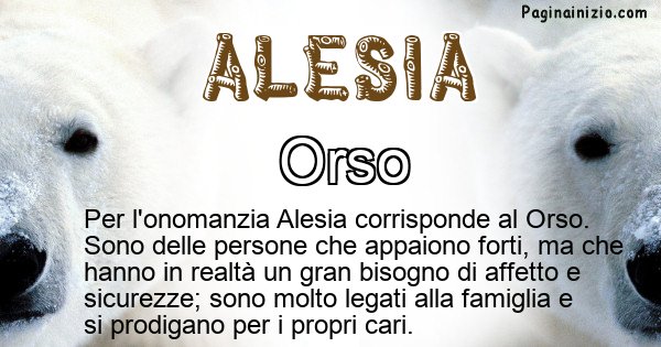 Alesia - Animale associato al nome Alesia