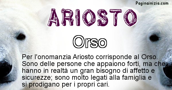 Ariosto - Animale associato al nome Ariosto