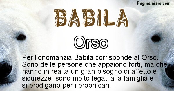 Babila - Animale associato al nome Babila