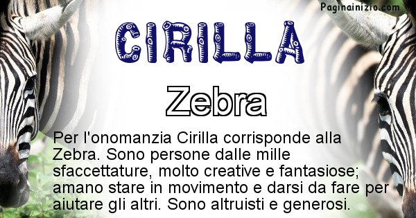 Cirilla - Animale associato al nome Cirilla