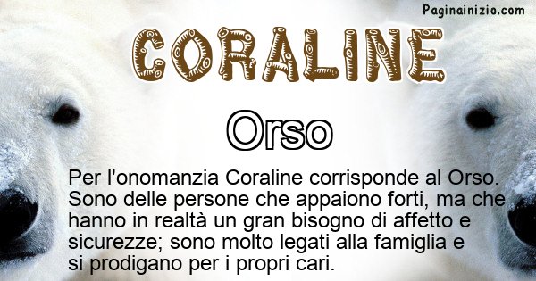 Coraline - Animale associato al nome Coraline