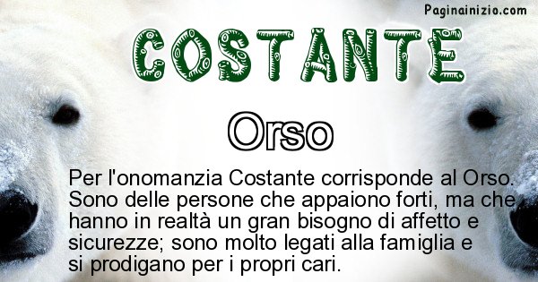 Costante - Animale associato al nome Costante