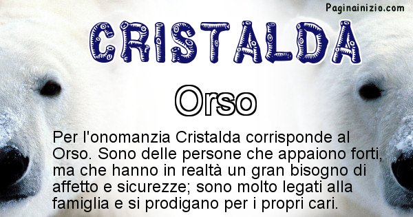 Cristalda - Animale associato al nome Cristalda