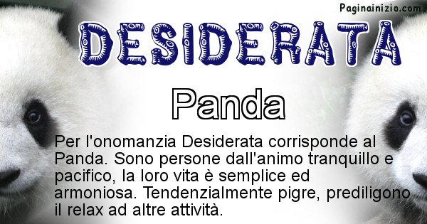 Desiderata - Animale associato al nome Desiderata