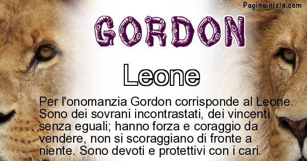 Gordon - Animale associato al nome Gordon