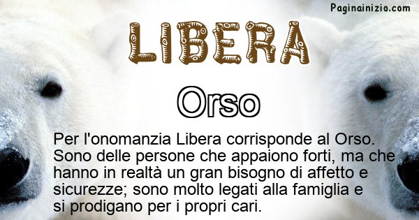 Libera - Animale associato al nome Libera