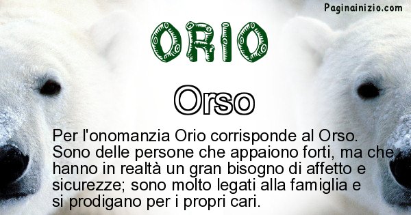 Orio - Animale associato al nome Orio