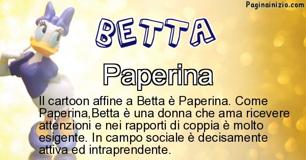 Betta - Personaggio dei cartoni associato a Betta