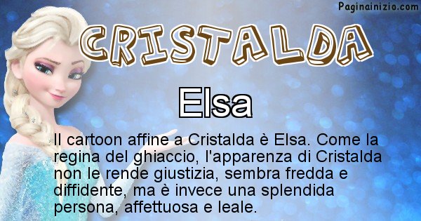 Cristalda - Personaggio dei cartoni associato a Cristalda