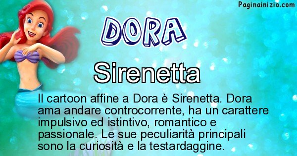 Dora - Personaggio dei cartoni associato a Dora