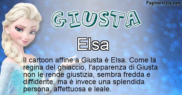 Giusta - Personaggio dei cartoni associato a Giusta