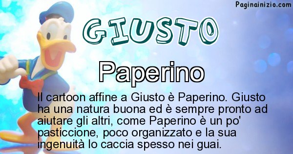 Giusto - Personaggio dei cartoni associato a Giusto