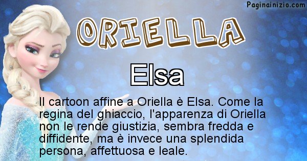 Oriella - Personaggio dei cartoni associato a Oriella