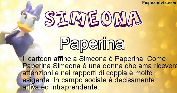 Simeona - Personaggio dei cartoni associato a Simeona