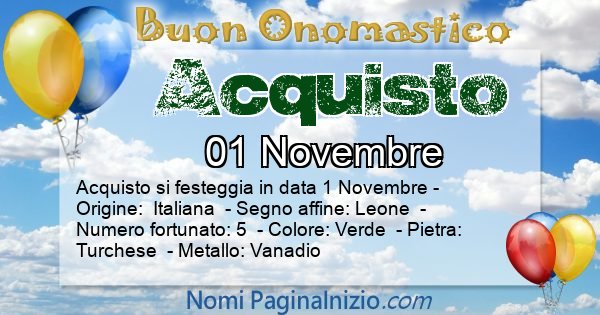 Acquisto - Onomastico del nome Acquisto