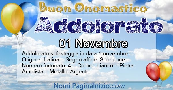 Addolorato - Onomastico del nome Addolorato