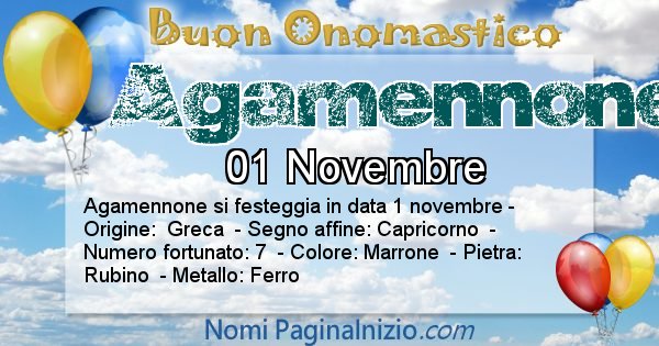 Agamennone - Onomastico del nome Agamennone