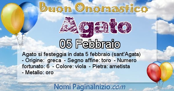 Agato - Onomastico del nome Agato