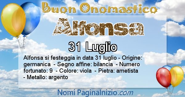 Alfonsa - Onomastico del nome Alfonsa