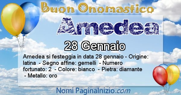 Amedea - Onomastico del nome Amedea