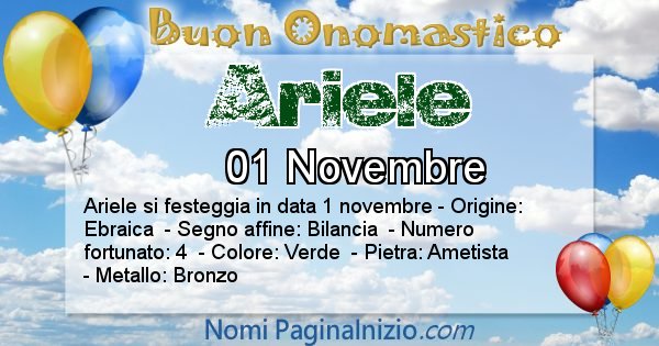 Ariele - Onomastico del nome Ariele