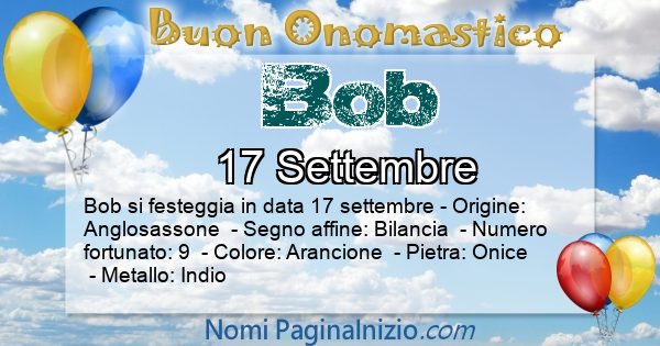 Bob - Onomastico del nome Bob