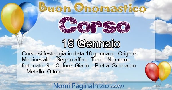 Corso - Onomastico del nome Corso