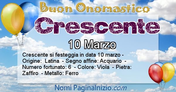 Crescente - Onomastico del nome Crescente