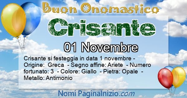 Crisante - Onomastico del nome Crisante