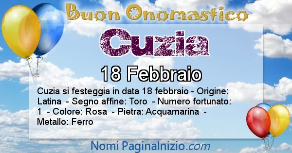 Cuzia - Onomastico del nome Cuzia