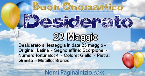 Desiderato - Onomastico del nome Desiderato