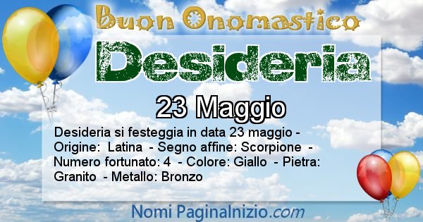 Desideria - Onomastico del nome Desideria