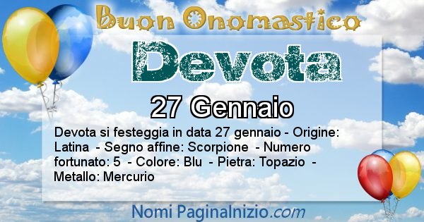 Devota - Onomastico del nome Devota