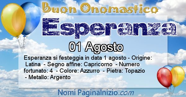 Esperanza - Onomastico del nome Esperanza