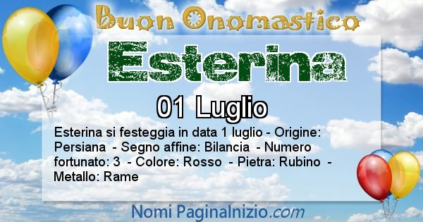 Esterina - Onomastico del nome Esterina